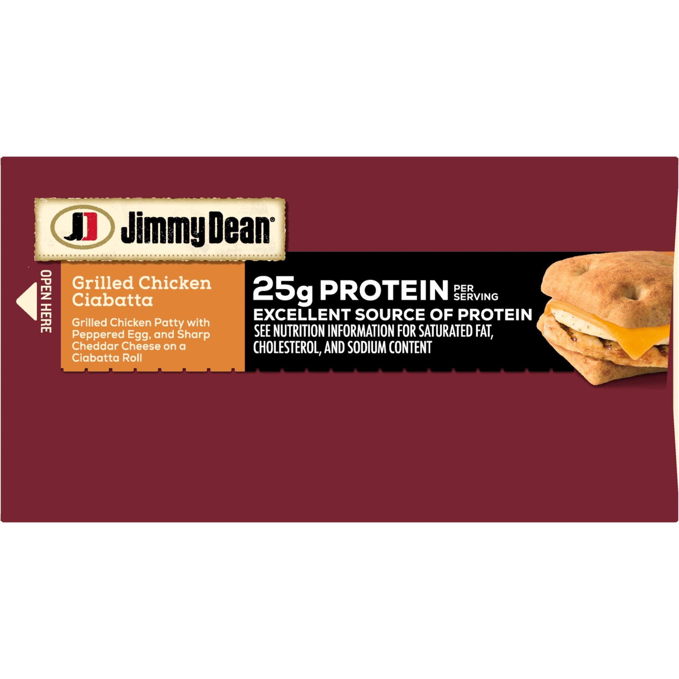 Jimmy Dean Frozen Protein Breakfast Sandwich, Chicken, Egg, Cheese Ciabatta, 11.7 oz, 2 Count