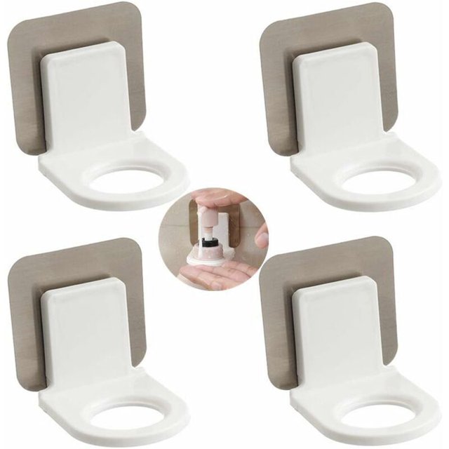 Soporte dispensador de botellas con bomba, soporte para colgar desinfectante de manos, pegatina de pared, soporte para botellas de gel de ducha, gancho desinfectante, 4 Uds.