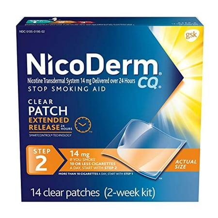 NicoDerm CQ Clear Nicotine Patch Stop SmokingStep 2 14 (Best Place To Put Nicotine Patch)