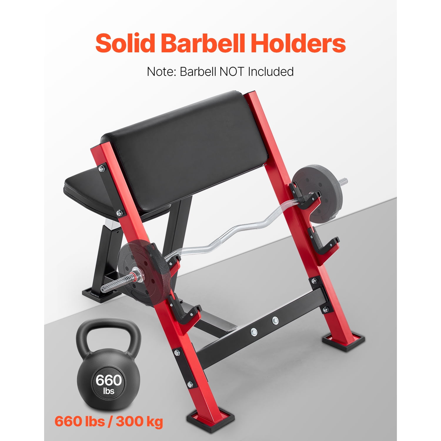 KFFKFF Weight Bench with Bar Holders, Modifiable Arm Curl Bench, Workout Benches, Supports up to 660 LBS for Home Exercise Gear, Isolated Seated Barbell Dumbbell Bicep Station