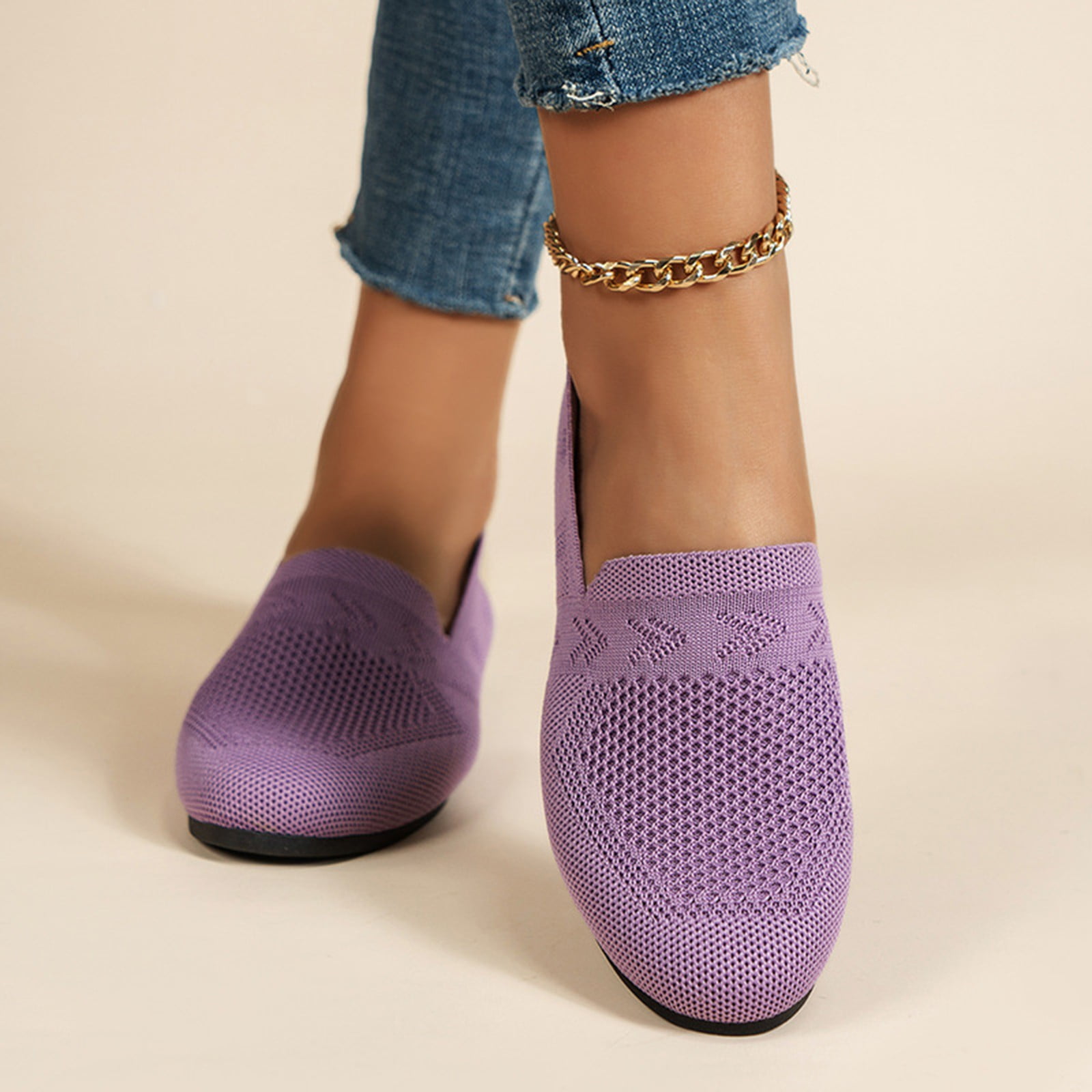 Cathalem Women Ballet Flats Shoes Comfortable Soft Memory Foam Insole Flat Shoes for Women Comfortable Dress Shoes Purple 38
