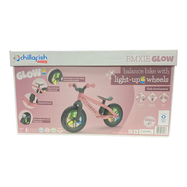 Chillafish BMXie GLOW Lightweight Balance Bike, Pink