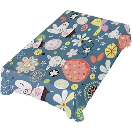 

Hyjoy 54x72inch Easter Rectangle Table Cloth Easter Beautiful Eggs and Flowers Tablecloth Waterproof Anti-Shrink Resistant Decorative Fabric Table Cover for Outdoor Picnic/Kitchen Dining