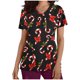 thumbnail image 1 of Tops Para Mujer Uniforme de Trabajo Tops Estampado de Navidad Manga Corta Cuello en V Blusa Con Bolsillos Odeerbi ODB181351, 1 of 5