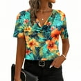thumbnail image 2 of Otvok Women'S Tops Solid Color Fashionable Pile Collar Breathable Summer Short Sleeved Casual T-Shirt, 2 of 6