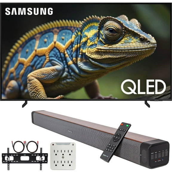 Samsung QN85Q60D 85 Inch QLED 4K Smart TV (2024) Bundle with Premium Deco Gear 60W 2.0 CH Soundbar   Deco Mount 37"-100" TV Wall Mount Bracket with Cleaning Kit   6-Outlet Surge Adapter