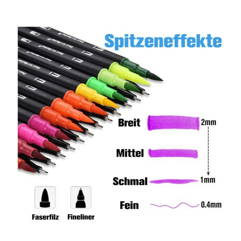 Dual Brush Marker Pens, 24 Colors Felt Tip Pen Set, Outline Markers Pens, Fineliners Felt Pens, for Kids and Adults Drawing Sketching Design