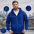 thumbnail image 6 of Full Zip Fleece Hoodie for Men Oversized Long Sleeve Pocket Loose Fit Streetwear Athletic Zip Up Sweatshirt Royal Blue XL, 6 of 7