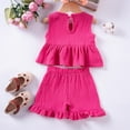 thumbnail image 3 of LUOGENLI Little Girl Outfits 4th of July Summer Toddler Girls Sleeveless Floral Vest T Shirt Tops Shorts Outfits Little Girl Outfits Size 7/8 Dressy 4th of July 100, 3 of 8
