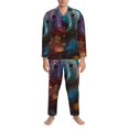 thumbnail image 3 of Logiee Forest Koala Print Mens Long Sleeve Pajama Set,Notched Collar Pajamas for Men, Men's Sleepwear,Mens Sleepwear with Pockets & Button Down-Medium, 3 of 7