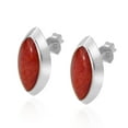 thumbnail image 2 of Mystical Ocean Pointed Ovals with Red Coral Inlays Post Stud Earrings, 2 of 5