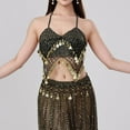 thumbnail image 4 of Kctiaxy Womens Summer Tops with Built in Bra Spaghetti Strap Fringe Sparkly Tank Top Sleeveless V-Neck Belly Crop Blouse Dance Performance, 4 of 8