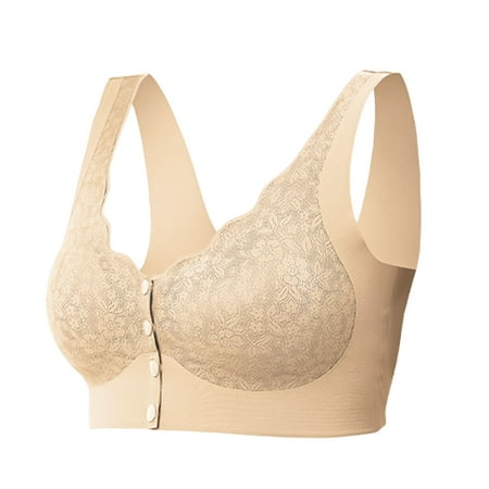 Clearance TOUMENY Padded Bras for Women Plus Size Bra Ladies Traceless Comfortable No Steel Ring Breathable Gathering Bra Woman Underwear