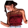 thumbnail image 2 of Babysbule Womens Summer Tops Women Ruffled Sling Tube Top Chiffon Sleeveless Vest Blouse, 2 of 7