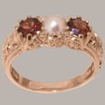 thumbnail image 2 of LBG British Made 10k Rose Gold ring with Cultured Pearl & Garnet Womens Engagement Ring - 33 size options - Size 11, 2 of 7