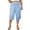 Light Blue, variant on Womens Solid Linen Blend Smocked High Waist Capri Pants Dual Side Hand Pockets Side Slit Loose Fit Lightweight Casual Cropped Trousers