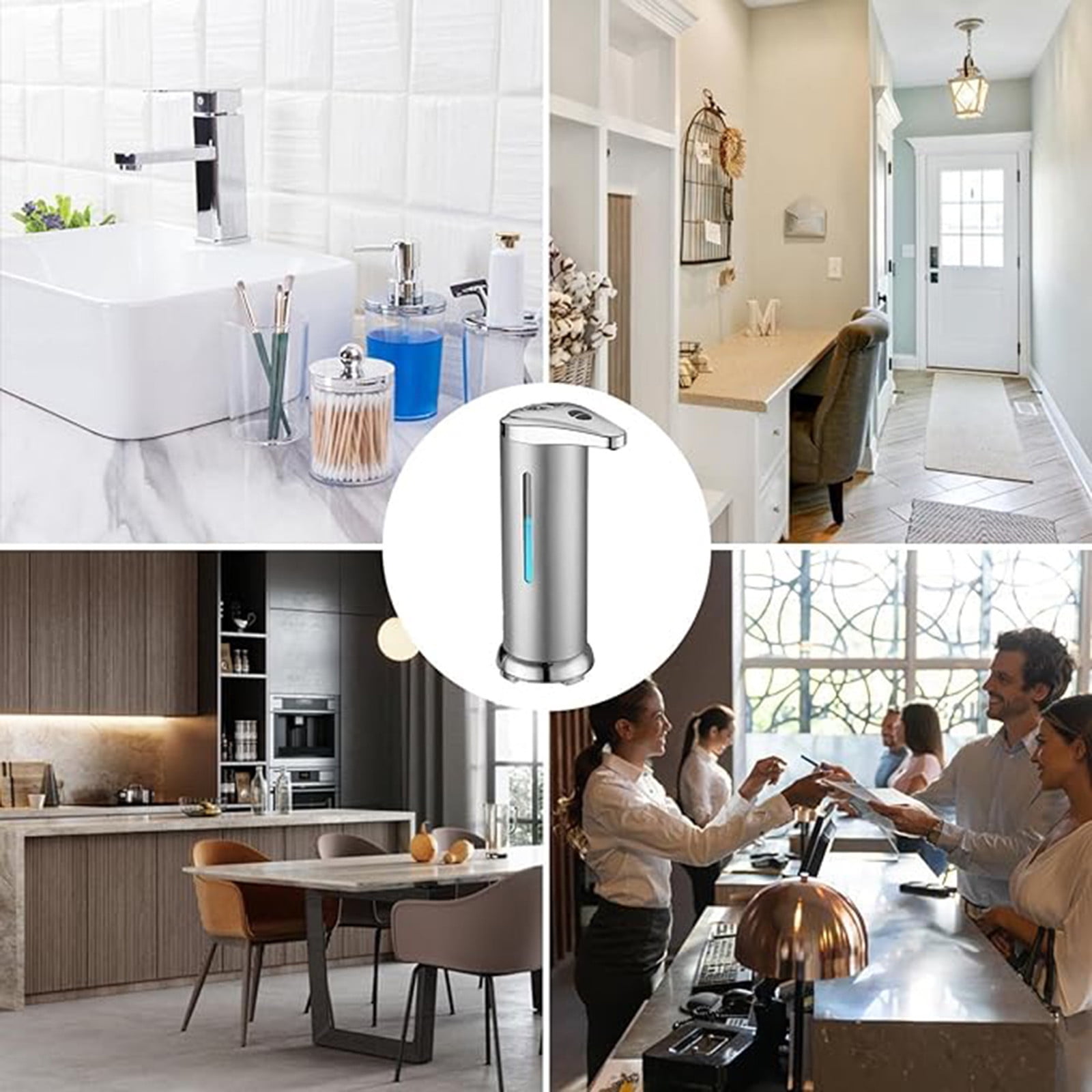 Automatic Soap Dispenser, Stainless Steel Handfree Touchless, Easy to Use, Battery Operated Touchless, Sensor Dispenser for Bathroom Kitchen Hand Lotion