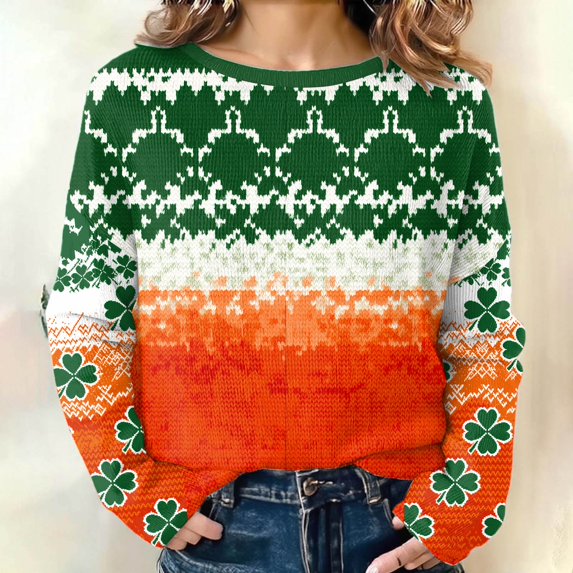 St. Patricks Day Shirts For Women Long Sleeve Crewneck Irish Sweatshirts Oversized Saint Patty's Pullover Tops