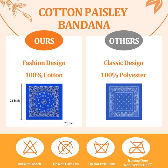 WEIFEI-24 Pack Bandanas Bulk 22x20 Inch Cotton Paisley Bandanas Headband Scarf for Men Women