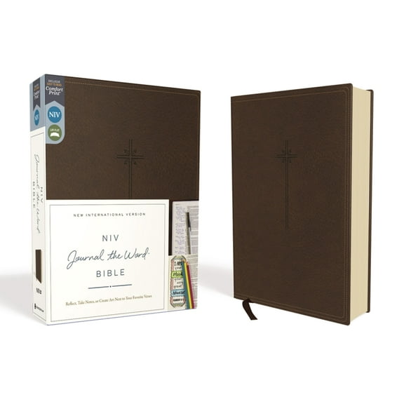 NIV Journal the Word Bible NIV, Journal the Word Bible, Imitation Leather, Brown, Red Letter Edition, Comfort Print: Reflect, Take Notes, or Create, (Hardcover)