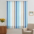 thumbnail image 3 of Blue Brown Stripe Sheer Curtains 45 Inches Long, Ombre Geometric Vertical Striped Light Filering Curtains, Breathable Simi Curtain Privacy Drapes for Kitchen Bathroom Small Window Treatment, 3 of 9
