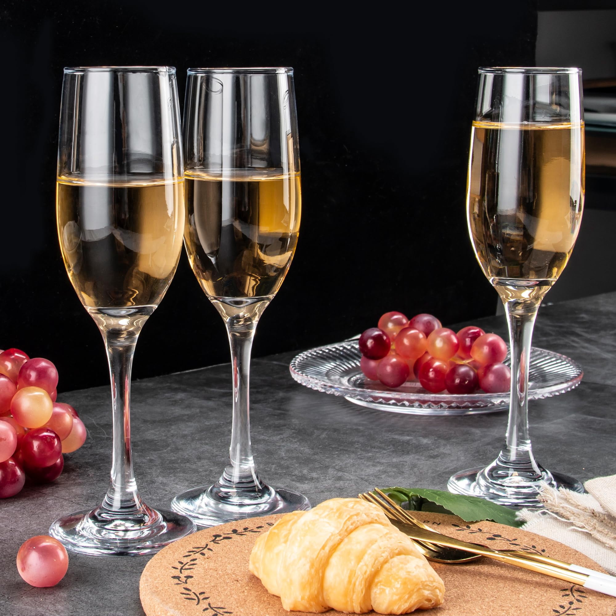 Champagne Glasses, Set of 12 Champagne Flutes with Classic Shape, Long stem Sparkling Wine glasses for Wedding, Restaurant, Bar, Wine Toasting, Clear