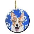 thumbnail image 1 of Cardigan Corgi Winter Snowflakes Ceramic Ornament, 1 of 1