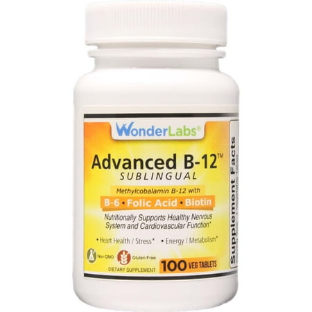Sublingual Vitamin B12 (1000 mcg), B6 (5mg), Folic Acid(400 mcg) & Biotin (25mcg) - Formulated with Methylcobalamin Vitamin B-12
