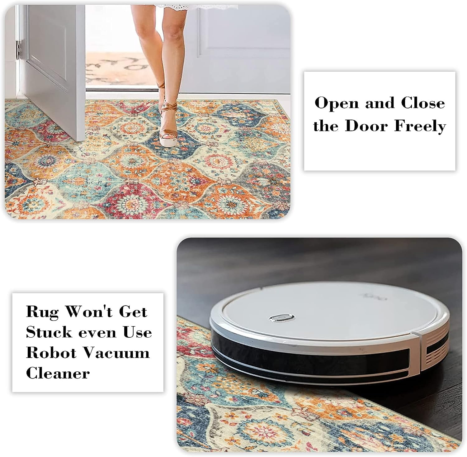Moynesa 3'x5' Moroccan Trellis Area Rug, 3x5ft Washable Bedroom Rug Indoor Non-Slip, Small Oriental Accent Throw Rug for Kitchen Entryway Bathroom Living Room Office Carpet Cream