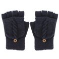 thumbnail image 1 of 1 Pair Fingerless Gloves Women Warm Knitted Gloves Flap Mittens Half Finger Gloves-FCY, 1 of 2
