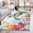 thumbnail image 3 of Rectangle Area Rug 4x6ft,Sea ​​turtle Ocean Coral Starfish Shell Washable Carpet Non-Slip Runner Accent Rugs Indoor Floor Mat for Bedroom Living Room Decor,Summer Blue Ocean, 3 of 9