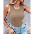 thumbnail image 3 of Tank Tops with Built in Bras Athletic Tank Tops for Women Ribbed Tank Top Fitness Workout Running Tops Khaki XXL, 3 of 8