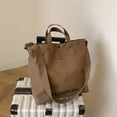 thumbnail image 3 of Bolso de lona para mujer, nuevo modelo 2025, gran capacidad, bolso retro para estudiantes, bolso de mano para clase, bolso de hombro, bandolera., 3 of 10