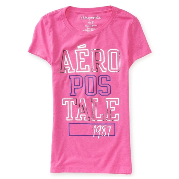 Aeropostale Athletics Logo Camiseta gráfica para mujer, rosa, mediana Aeropostale Camiseta gráfica
