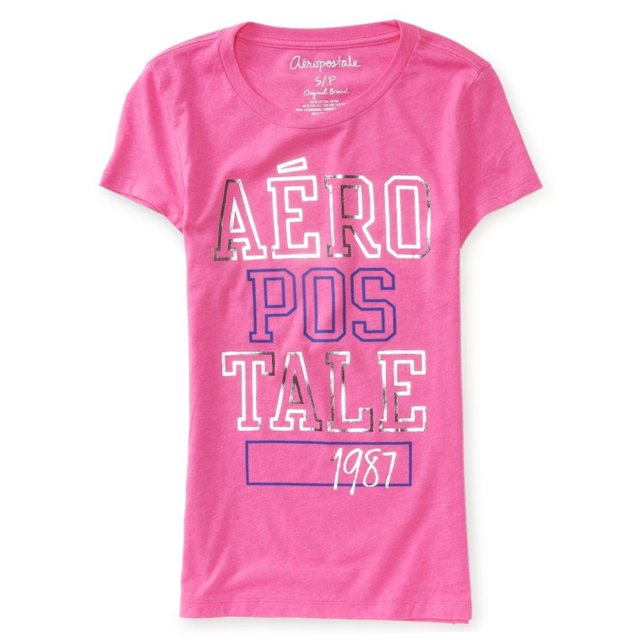 Camiseta gráfica para mujer Aeropostale Athletics Logo rosa extragrande