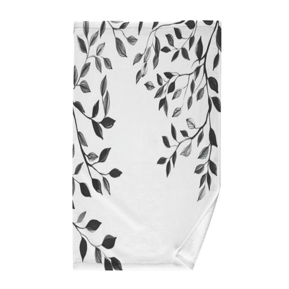 Pure Cotton Face Towel 16x28 Inches Hand Towel Bath Towel Hand Bath Towels Soft Good Water Absorption for Washing Face Wiping Face Black Leaf Print