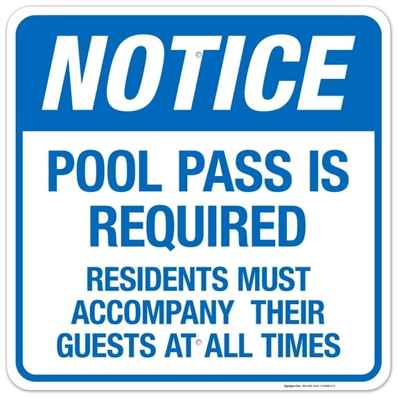 Pool Pass Is Required Sign, Pool Sign,