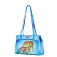 thumbnail image 3 of Sishka Womens Blue Hand-Painted Leather Shoulder Bag – Artistic Elephant Design Ladies Bag for Work, Travel & Daily Use, 3 of 7