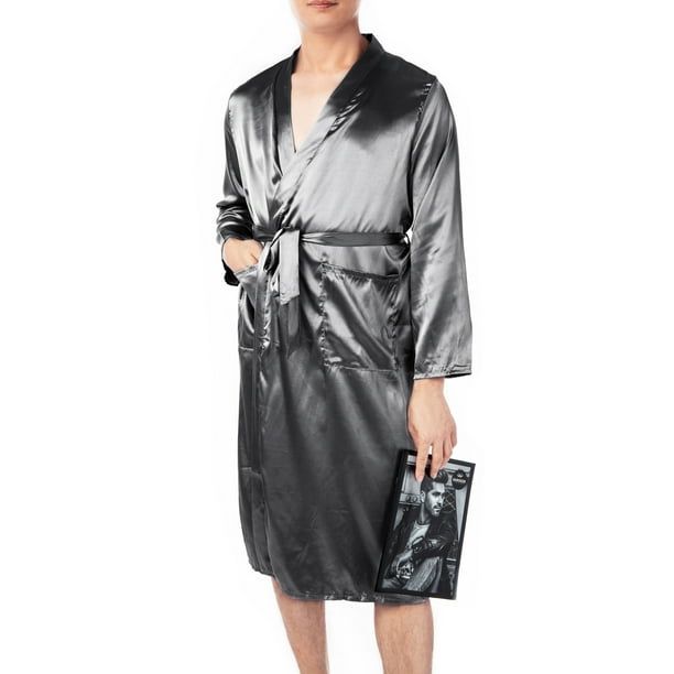 f and f grey silky robe