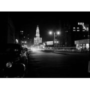 USA Pennsylvania Philadelphia Bulletin Building at night Canvas Art - (24 x 36)