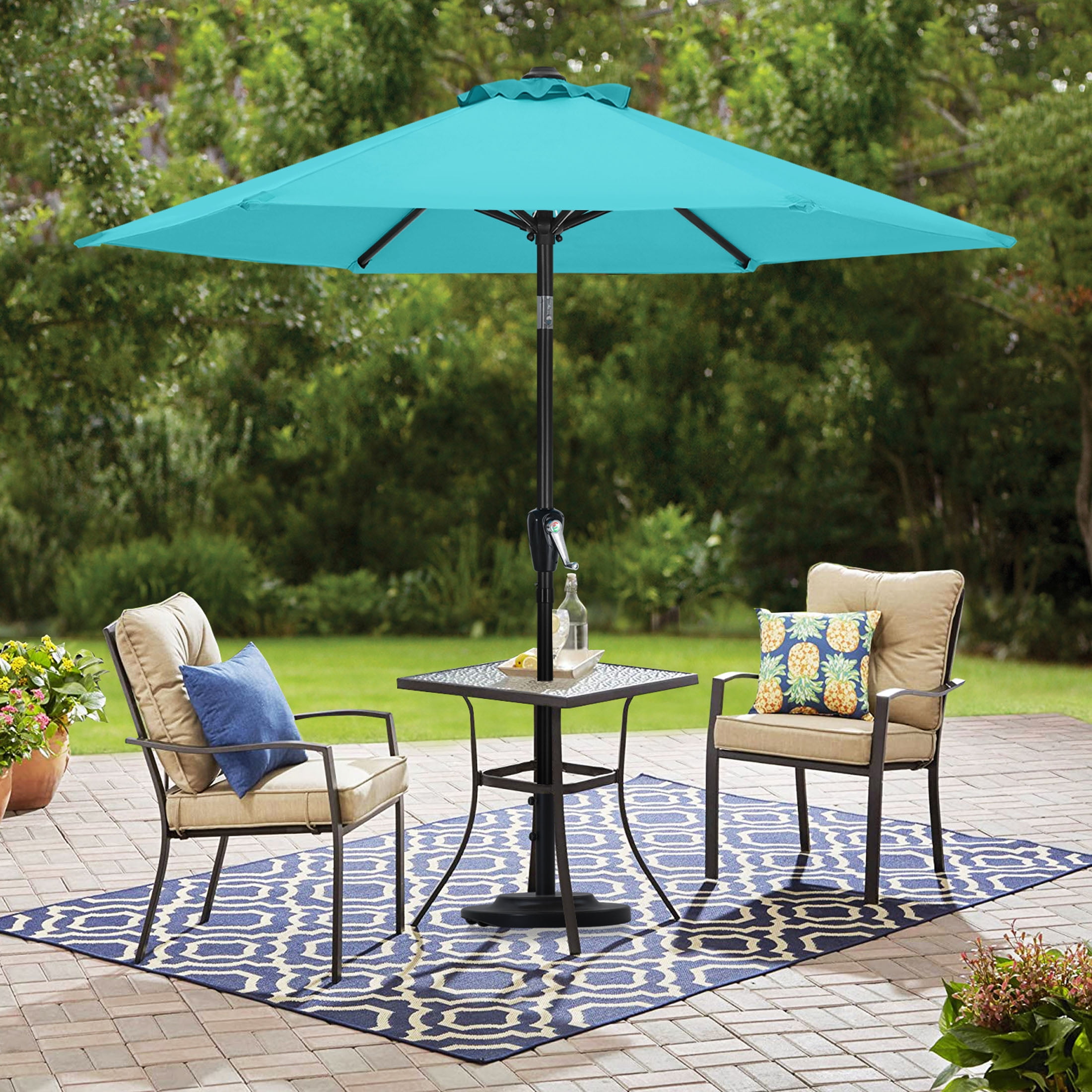 MASTERCANOPY 7.5ft Patio Market Umbrella with Tilt and Crank, Turquoise
