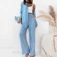 thumbnail image 3 of Women Casual 2 Piece Outfit Long Sleeve Button Down Shirt + Flare Wide Leg Pants Sets Streetwear Loungewear, 3 of 3