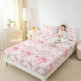 thumbnail image 4 of Feelyou Pink Princess Bow-tie Twin Sheet Sets for Kids, Kawaii Love Heart Twin Fitted Sheet, Spring Flower Floral Flat Sheet, Microfiber Bedroom Decor, 3 Pieces, 4 of 7