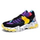 thumbnail image 1 of Zapatos deportivos informales para hombre con diseño bicolor, cómodos y transpirables, estilo bajo con suela gruesa, ideal para uso diario, talla 40, combinación negro y morado., 1 of 6