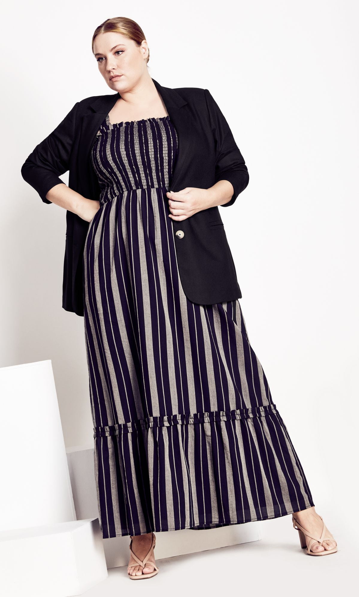 Refinity Women's Plus Size Stripe Safari Maxi Dress