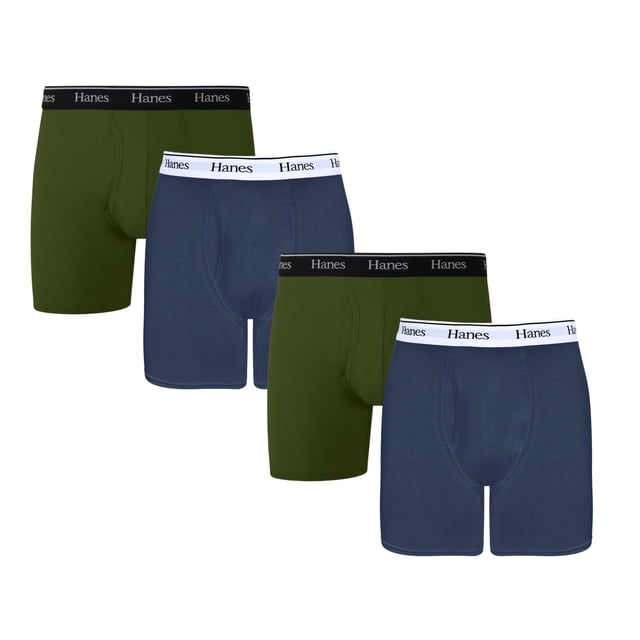 Boxer Hanes para Hombre, Algodón Multicolor Talla GD, 4 Piezas