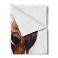 thumbnail image 2 of English Bulldog Soft Flannel Fleece Throw Blanket, Watercolor Dog Portrait with a Bow Tie Design Brush Stroke Effect, Cozy Plush for Indoor and Outdoor Use, 60" x 80", Brown Ruby Black, by Ambesonne, 2 of 5