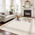 thumbnail image 2 of 5'x7' Area Rugs for Living Room Bedroom, Summer Coastal Washable Rug Carpet Runner Indoor Outdoor, Nautical Beach Marine Life Beige Striped Non Slip Floor Mats Area Rug for Kitchen, Nursery, 2 of 8
