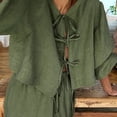 thumbnail image 5 of Jaimenalin Women 2 Piece Skirt Sets Oversized Long Sleeve Top and Maxi Skirts Travel Vacation Set Green S, 5 of 7