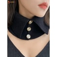 thumbnail image 6 of Spencer Women Knitted Fake Collar Scarf Neck Warmer Winter Detachable Button Closure Scarf Wrap (Black), 6 of 8